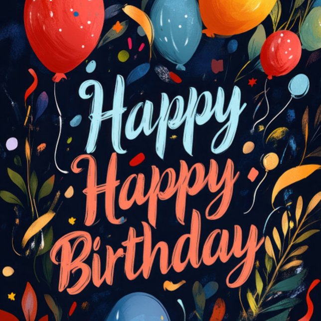 Grattis på födelsedagen  kort (Modern cheerful typography, bold colors!)