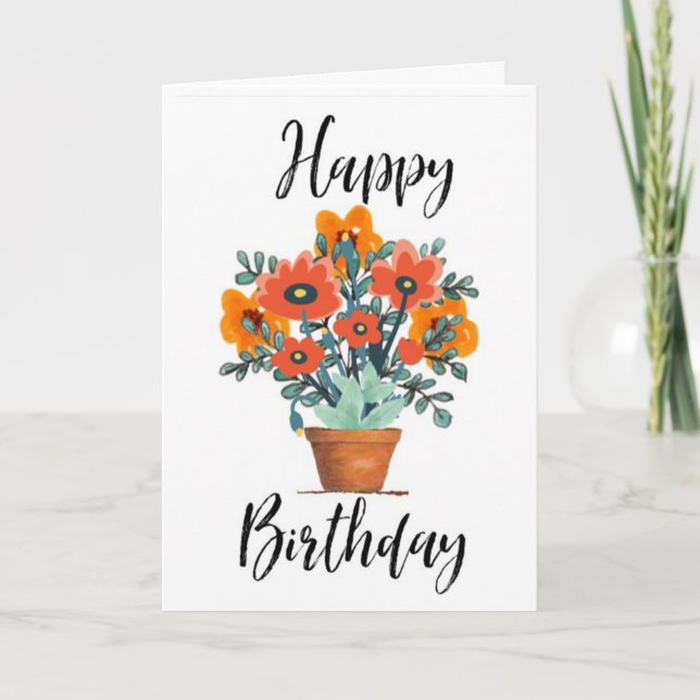 Grattis på födelsedagen-kort, blomma punkt kort (Framsida)