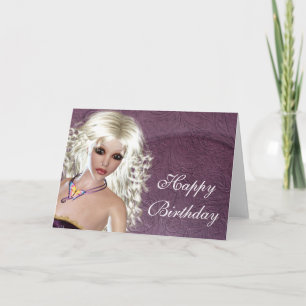 Grattis på födelsedagen-kort - Blonde Fantasy Woma Kort