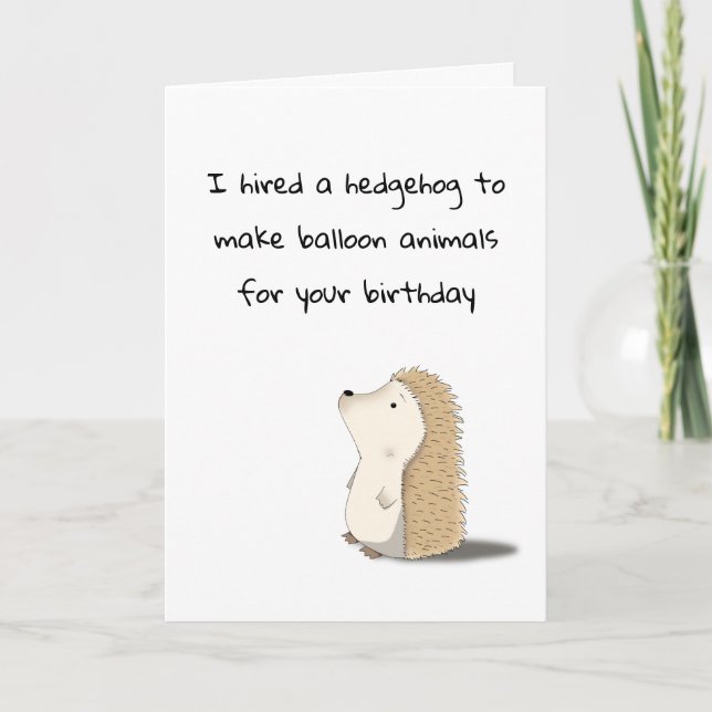 Grattis på födelsedagen-kort - Cute Hedgehog Ballo Tack Kort (Framsida)