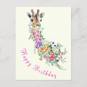 Grattis på födelsedagen-kort - färgade blommor Gir Vykort