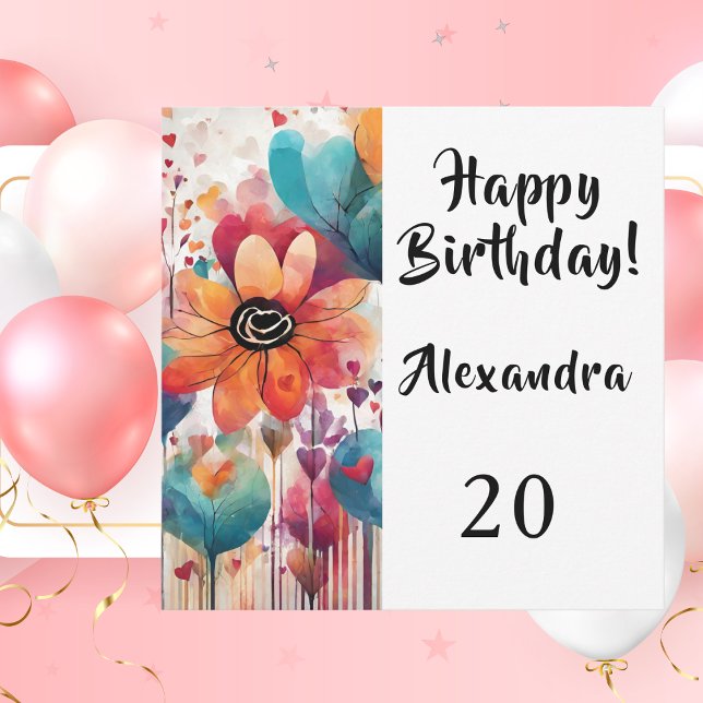 Grattis på födelsedagen-kort för blommor Grattisar Kort (Happy Birthday Flower Congratulations Card)
