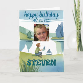 GRATTIS PÅ FÖDELSEDAGEN kort för en ung pojke färg