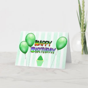 Grattis på födelsedagen-kort för grönt-bubblor kort