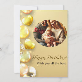 Grattis på födelsedagen-kort för Guld-bubblor Inbjudningar