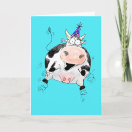 Grattis på födelsedagen-kort för Springy Cow Teckn Kort