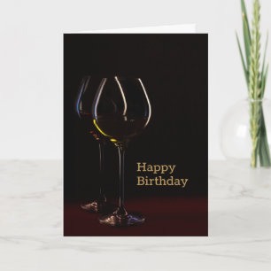 Grattis på födelsedagen-kort för svart Vin-glas Kort