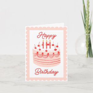 Grattis på födelsedagen-kort för vintage Cute Cake Kort