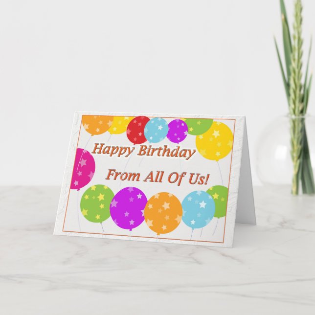 Grattis på födelsedagen-kort från oss alla! kort (Framsida)
