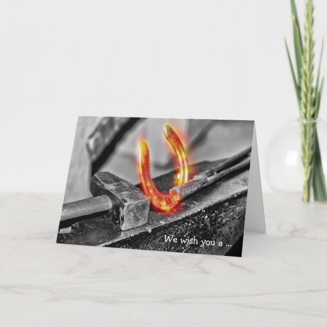 Grattis på födelsedagen-kort: Glowing Horseshoe Kort (Framsida)