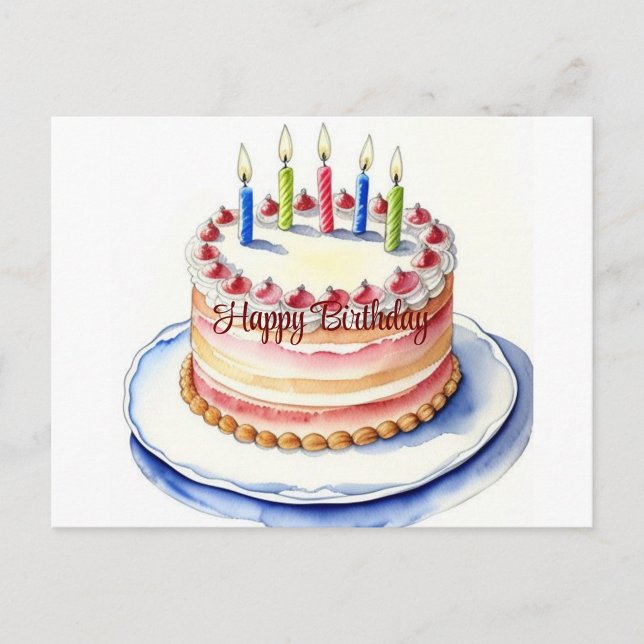 Grattis på födelsedagen-kort helg vykort (Happy Birthday Cake with Candles Postcard!)