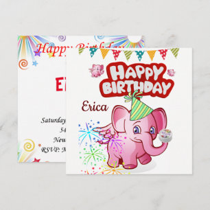 Grattis på födelsedagen Kort Inbjudan Elefant