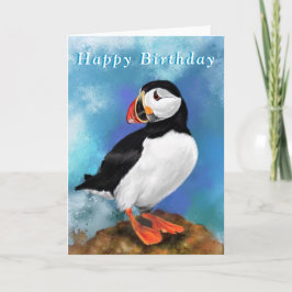 Grattis på födelsedagen-kort med atlantisk puffin- kort