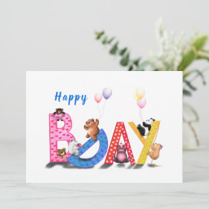 Grattis på födelsedagen-kort med Baby Bears Party