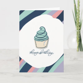 Grattis på födelsedagen-kort med cupkaka och Rand Kort