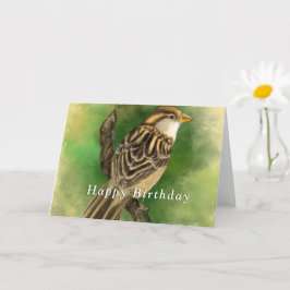 Grattis på födelsedagen-kort med Cute Sparrow Kort