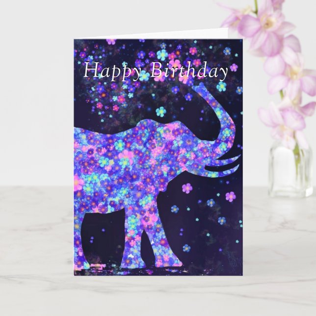 Grattis på födelsedagen-kort med Elephant Flowers Kort (Orkide)