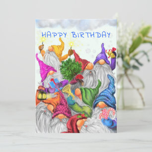 Grattis på födelsedagen-kort med Gnome Party