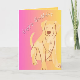 Grattis på födelsedagen-kort med Hund-grafik, Rosa Tack Kort