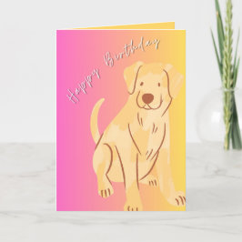 Grattis på födelsedagen-kort med Hund-grafik, Rosa Tack Kort