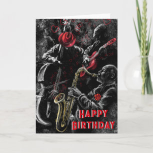 Grattis på födelsedagen-kort med Jazz Music Band Kort