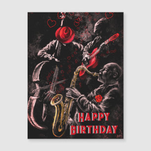 Grattis på födelsedagen-kort med jazzmusikband