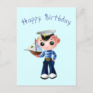 Grattis på födelsedagen-kort med lille Sailor Boy Vykort