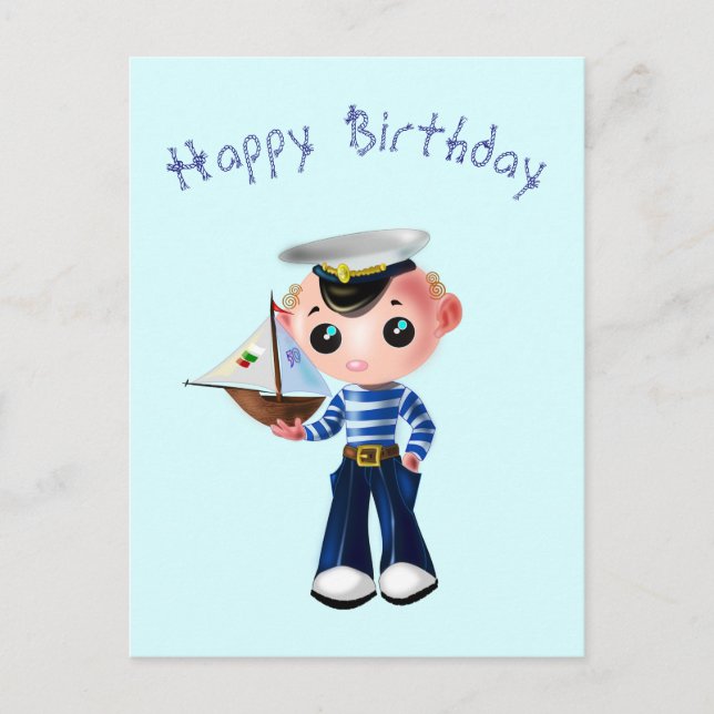 Grattis på födelsedagen-kort med lille Sailor Boy Vykort (Framsida)