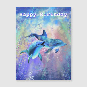 Grattis på födelsedagen-kort med Lycklig-delfinpar