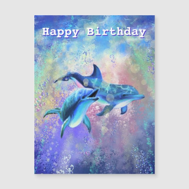 Grattis på födelsedagen-kort med Lycklig-delfinpar (Framsida)
