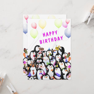 Grattis på födelsedagen-kort med Lycklig Penguin P