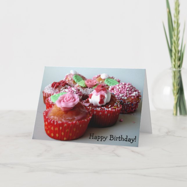 Grattis på födelsedagen! Kort med muffiner (Framsida)