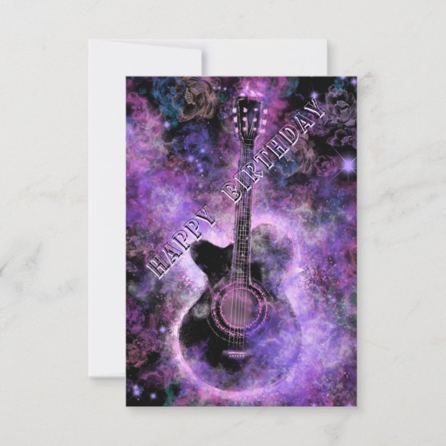 Grattis på födelsedagen-kort med musikgitardesign kort (Framsida)