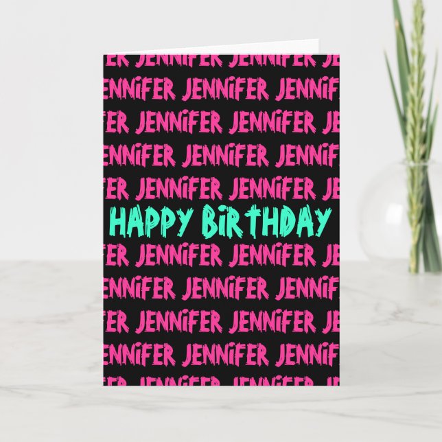 Grattis på födelsedagen-kort med neonfärgad text kort (Framsida)