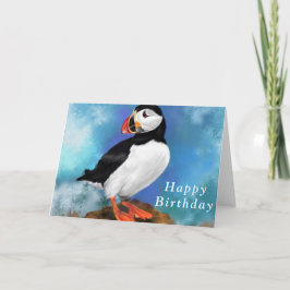 Grattis på födelsedagen-kort med Puffin Bird Kort