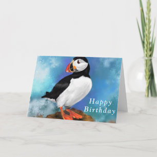 Grattis på födelsedagen-kort med Puffin Bird Kort