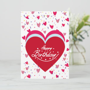 Grattis på födelsedagen-kort med röd HEART-bakgrun Julkort