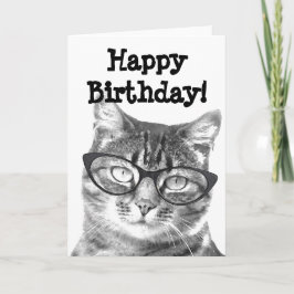 Grattis på födelsedagen-kort med rolig kattdesign kort