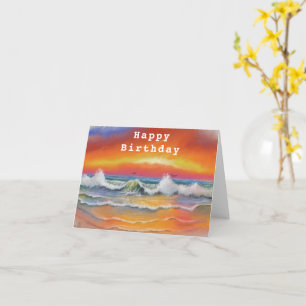 Grattis på födelsedagen-kort med Sea Sunset - Måln Kort