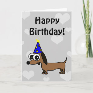 Grattis på födelsedagen-kort med Tecknad Dachshund Kort