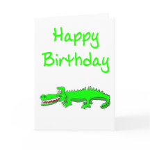Grattis på födelsedagen-kort med tecknad krokodil