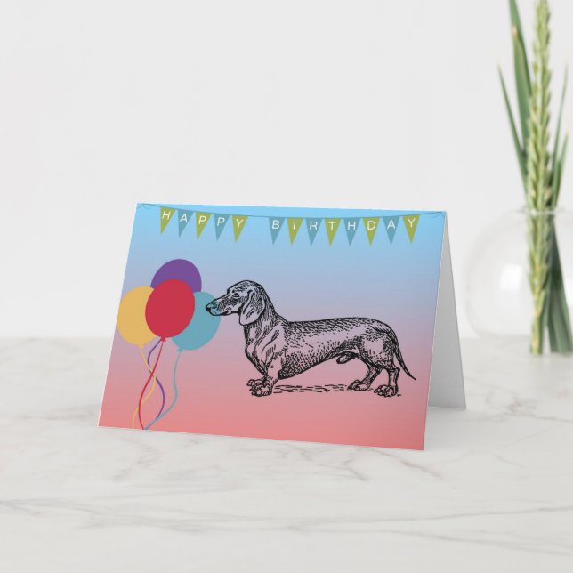 Grattis på födelsedagen-kort med Wiener Hund Kort (Framsida)