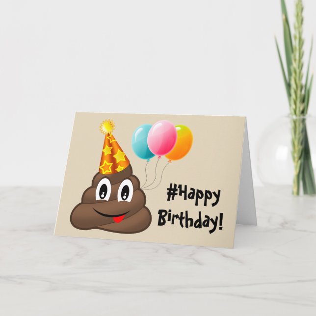 #Grattis på födelsedagen-kort: Party Poop Emoji Kort (Framsida)