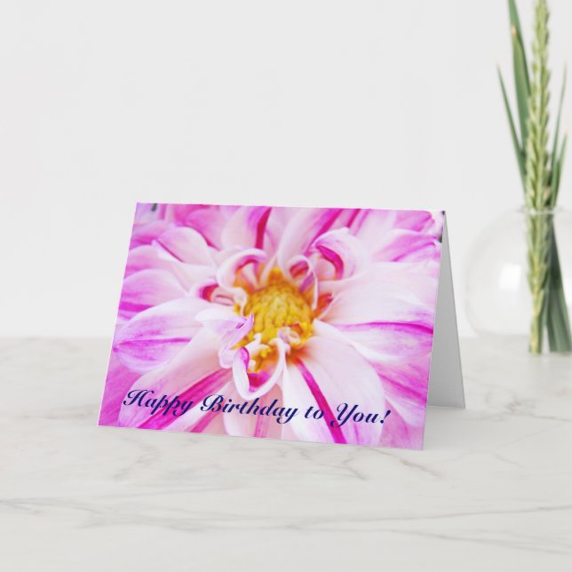Grattis på födelsedagen! kort Pink Dahlia Blommor (Framsida)