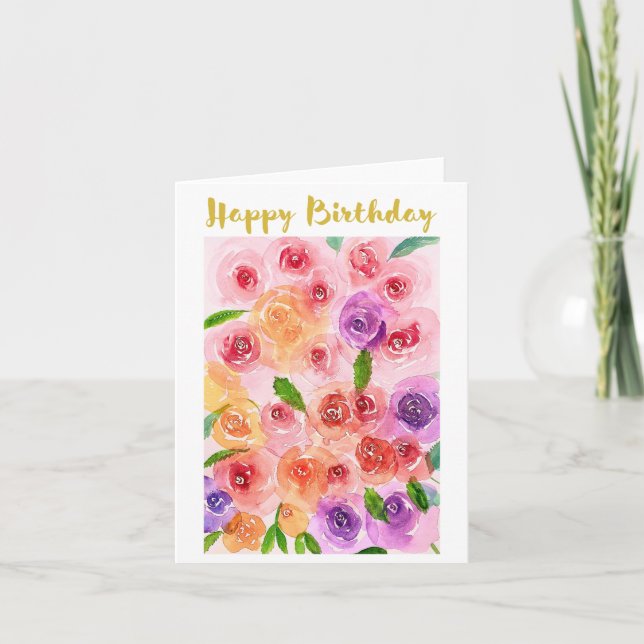 Grattis på födelsedagen Kort Rosor och Blommor (Framsida)