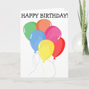Grattis på födelsedagen-kort: sex ballonger kort