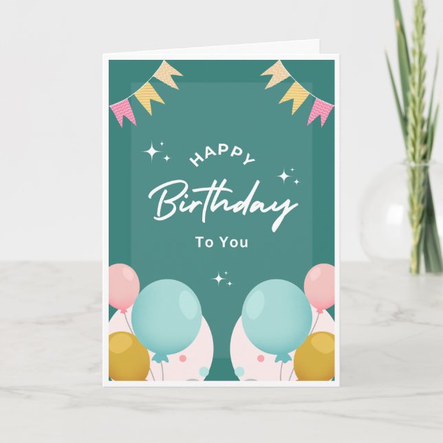Grattis på födelsedagen-kort — Sött ballong-födels Kort (Framsida)