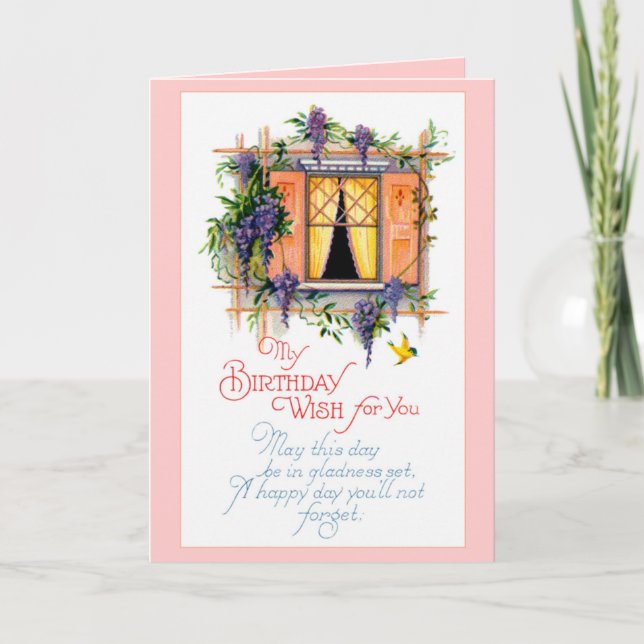 Grattis på födelsedagen-kort - Vintage Kort (Framsida)