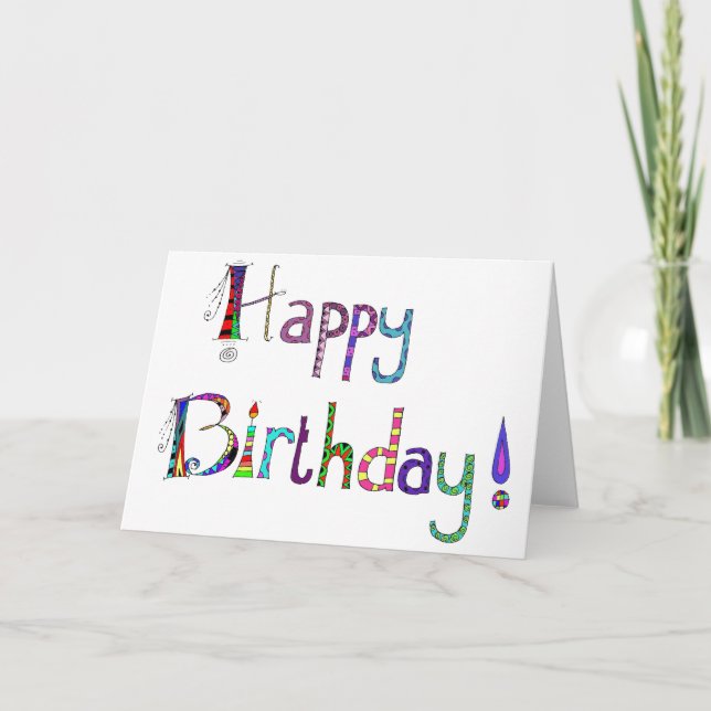 Grattis på födelsedagen-kortets färgstarka, utskri kort (Framsida)