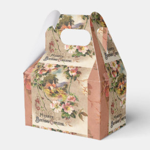 Grattis på födelsedagen-kortteckning för vintage presentaskar